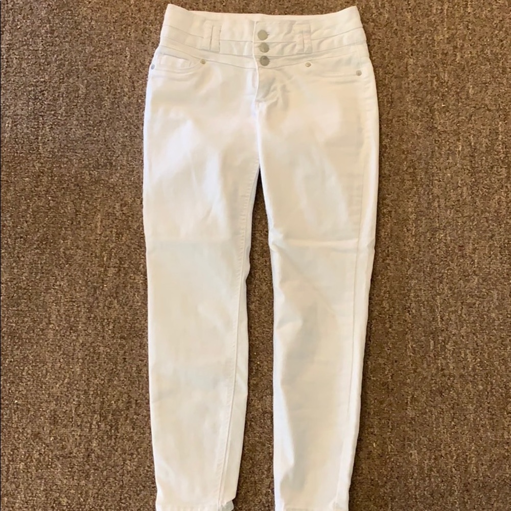 White Denim Blue Spice High Waisted Skinny Jeans